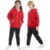 imageFlygo Unisex Boys Girls Fleece Jacket Hoodie Sherpa Lined Zip Up Hooded Sweatshirt Kids Winter JacketsRed