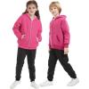 imageFlygo Unisex Boys Girls Fleece Jacket Hoodie Sherpa Lined Zip Up Hooded Sweatshirt Kids Winter JacketsRose Red