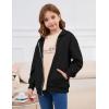 imageFlygo Unisex Boys Girls Hoodie Sweatshirt Full Zip Up Casual Long Sleeve Solid Jacket Kids Lightweight Outwear with PocketsBlack