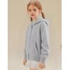 imageFlygo Unisex Boys Girls Hoodie Sweatshirt Full Zip Up Casual Long Sleeve Solid Jacket Kids Lightweight Outwear with PocketsLightgrey