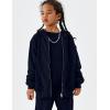 imageFlygo Unisex Boys Girls Hoodie Sweatshirt Full Zip Up Casual Long Sleeve Solid Jacket Kids Lightweight Outwear with PocketsNavy