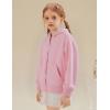 imageFlygo Unisex Boys Girls Hoodie Sweatshirt Full Zip Up Casual Long Sleeve Solid Jacket Kids Lightweight Outwear with PocketsPink