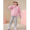 imageFlygo Unisex Boys Girls Hoodie Sweatshirt Full Zip Up Casual Long Sleeve Solid Jacket Kids Lightweight Outwear with PocketsPink