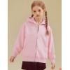 imageFlygo Unisex Boys Girls Hoodie Sweatshirt Full Zip Up Casual Long Sleeve Solid Jacket Kids Lightweight Outwear with PocketsPink