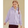 imageFlygo Unisex Boys Girls Hoodie Sweatshirt Full Zip Up Casual Long Sleeve Solid Jacket Kids Lightweight Outwear with PocketsPurple