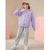 imageFlygo Unisex Boys Girls Hoodie Sweatshirt Full Zip Up Casual Long Sleeve Solid Jacket Kids Lightweight Outwear with PocketsPurple