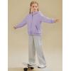 imageFlygo Unisex Boys Girls Hoodie Sweatshirt Full Zip Up Casual Long Sleeve Solid Jacket Kids Lightweight Outwear with PocketsPurple