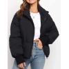 imageFlygo Winter Cropped Puffer Jacket Coats for Women 2025 Short Warm Quilted Jackets Outerwear with PocketsBlack