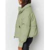 imageFlygo Winter Cropped Puffer Jacket Coats for Women 2025 Short Warm Quilted Jackets Outerwear with PocketsGreen