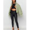 imageFlygo Winter Cropped Puffer Jacket Coats for Women 2025 Short Warm Quilted Jackets Outerwear with PocketsGreen