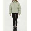 imageFlygo Winter Cropped Puffer Jacket Coats for Women 2025 Short Warm Quilted Jackets Outerwear with PocketsGreen