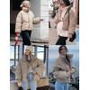 imageFlygo Winter Cropped Puffer Jacket Coats for Women 2025 Short Warm Quilted Jackets Outerwear with PocketsKhaki