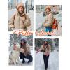 imageFlygo Winter Cropped Puffer Jacket Coats for Women 2025 Short Warm Quilted Jackets Outerwear with PocketsKhaki