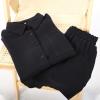 imageFlygo Women Casual 2 Piece Outfits Cotton Lounge Sets Loose Button Down Shirt and Shorts Pajama Gauze Set BeachwearBlack