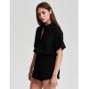 imageFlygo Women Casual 2 Piece Outfits Cotton Lounge Sets Loose Button Down Shirt and Shorts Pajama Gauze Set BeachwearBlack