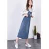 imageFlygo Womens Buttons Long Midi Denim Jean Jumpers Overall Pinafore Dress SkirtBlue