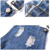 imageFlygo Womens Buttons Long Midi Denim Jean Jumpers Overall Pinafore Dress SkirtBlue