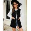 imageFlygo Womens Casual Button Up Sleeveless Denim Jean Mid Long Vest Gilet Jacket01 Black