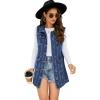 imageFlygo Womens Casual Button Up Sleeveless Denim Jean Mid Long Vest Gilet Jacket01 Blue