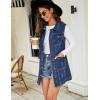 imageFlygo Womens Casual Button Up Sleeveless Denim Jean Mid Long Vest Gilet Jacket01 Blue