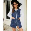 imageFlygo Womens Casual Button Up Sleeveless Denim Jean Mid Long Vest Gilet Jacket01 Blue