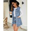 imageFlygo Womens Casual Button Up Sleeveless Denim Jean Mid Long Vest Gilet Jacket01 Light Blue