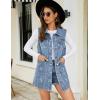 imageFlygo Womens Casual Button Up Sleeveless Denim Jean Mid Long Vest Gilet Jacket01 Light Blue
