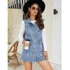 imageFlygo Womens Casual Button Up Sleeveless Denim Jean Mid Long Vest Gilet Jacket01 Light Blue