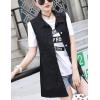 imageFlygo Womens Casual Button Up Sleeveless Denim Jean Mid Long Vest Gilet JacketBlack