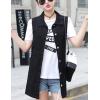 imageFlygo Womens Casual Button Up Sleeveless Denim Jean Mid Long Vest Gilet JacketBlack