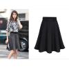 imageFlygo Womens Casual Elastic Waist Wool ALine Flare Knee Length SkirtBlack