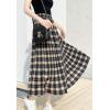 imageFlygo Womens Casual Summer High Waisted A Line Pleated Long SkirtBlack