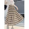 imageFlygo Womens Casual Summer High Waisted A Line Pleated Long SkirtKhaki