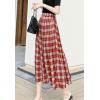 imageFlygo Womens Casual Summer High Waisted A Line Pleated Long SkirtRed