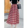imageFlygo Womens Casual Summer High Waisted A Line Pleated Long SkirtRed