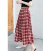 imageFlygo Womens Casual Summer High Waisted A Line Pleated Long SkirtRed