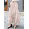 imageFlygo Womens Elastic Waist Tulle Ruffle Prom Party Layered Tiered Irregular Mesh Maxi Long SkirtBeige