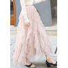 imageFlygo Womens Elastic Waist Tulle Ruffle Prom Party Layered Tiered Irregular Mesh Maxi Long SkirtBeige