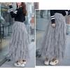 imageFlygo Womens Elastic Waist Tulle Ruffle Prom Party Layered Tiered Irregular Mesh Maxi Long SkirtGrey