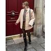 imageFlygo Womens Faux Suede Blazer Jacket Vintage Long Sleeve Button Down Casual Blazer Business Work OutfitsBeige