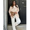 imageFlygo Womens Faux Suede Blazer Jacket Vintage Long Sleeve Button Down Casual Blazer Business Work OutfitsBeige