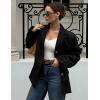 imageFlygo Womens Faux Suede Blazer Jacket Vintage Long Sleeve Button Down Casual Blazer Business Work OutfitsBlack
