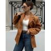 imageFlygo Womens Faux Suede Blazer Jacket Vintage Long Sleeve Button Down Casual Blazer Business Work OutfitsBrown