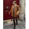 imageFlygo Womens Faux Suede Blazer Jacket Vintage Long Sleeve Button Down Casual Blazer Business Work OutfitsBrown
