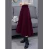 imageFlygo Womens Flared Skinny High Waisted ALine Mid Long SkirtWine Red