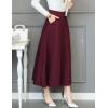 imageFlygo Womens Flared Skinny High Waisted ALine Mid Long SkirtWine Red