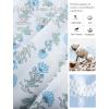 imageFlygo Womens Floral Pajamas Set Casual 2 Piece Outfits Button Down Shirt Shorts Linen Pj Lounge Sets Beach Vacation WearLight Blue