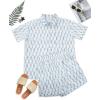 imageFlygo Womens Floral Pajamas Set Casual 2 Piece Outfits Button Down Shirt Shorts Linen Pj Lounge Sets Beach Vacation WearLight Blue