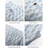 imageFlygo Womens Floral Pajamas Set Casual 2 Piece Outfits Button Down Shirt Shorts Linen Pj Lounge Sets Beach Vacation WearLight Blue
