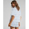 imageFlygo Womens Floral Pajamas Set Casual 2 Piece Outfits Button Down Shirt Shorts Linen Pj Lounge Sets Beach Vacation WearLight Blue